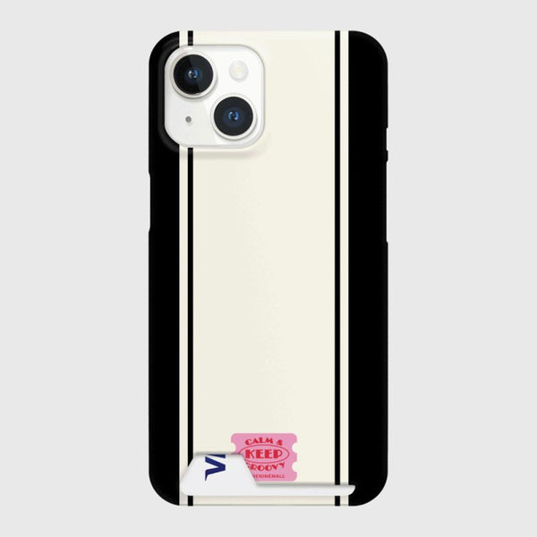 [THENINEMALL] Vintage Stripe Label Hard Phone Case (2 types)