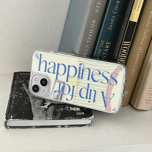 [Mademoment] Happiness Lettering Design Glossy Mirror Phone