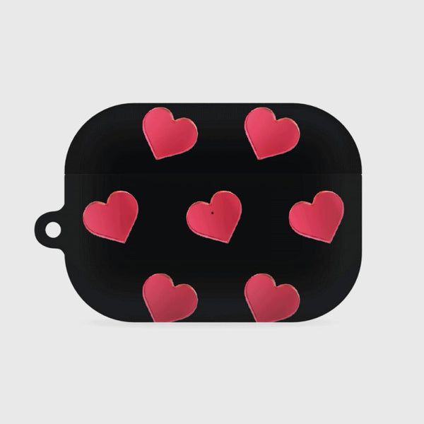 [THENINEMALL] Red Heart Pattern AirPods Hard Case