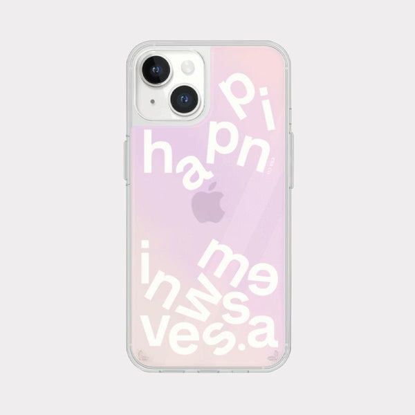 [Mademoment] Wave Of Happiness Lettering Design Glossy Mirror Phone Case