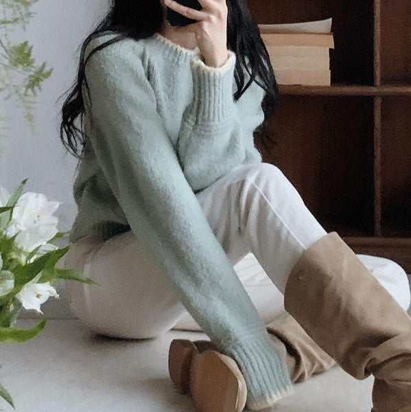 [SLOWAND] Warm And Cool Stitch Wool Knit (4 Colors)