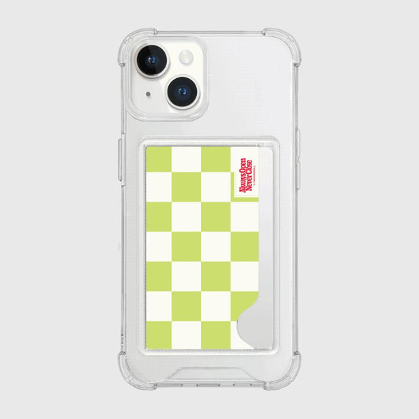 [THENINEMALL] Basic Checkerboard Label Clear Phone Case (1 type)