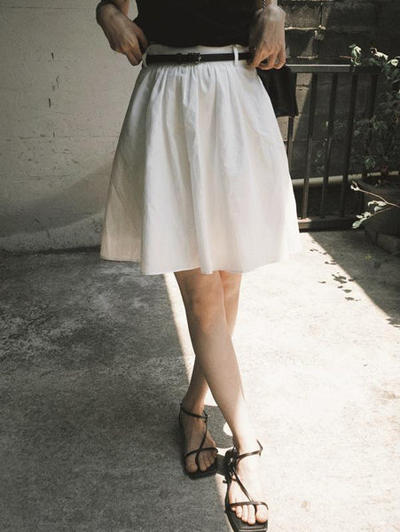 [SLOWAND][Belt set] #SLOWMADE. Black And White Pure Skirt (1 Color)