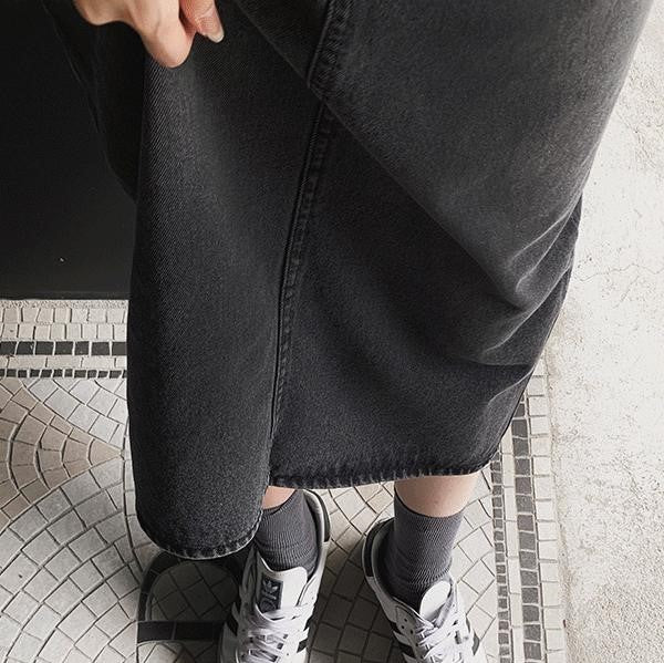 [SLOWAND] # SLOWMADE Black Denim Long Skirts (4 Sizes)