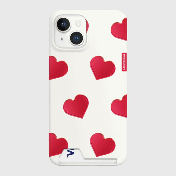 [THENINEMALL] Red Heart Pattern Hard Phone Case (2 types)