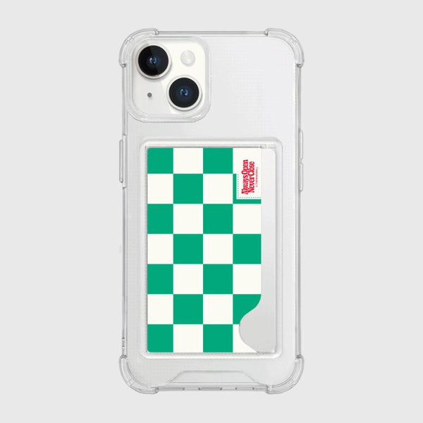 [THENINEMALL] Basic Checkerboard Label Clear Phone Case (1 type)