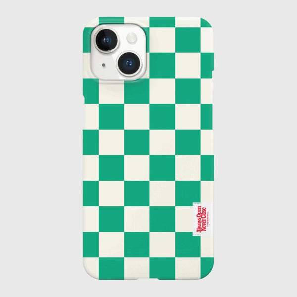 [THENINEMALL] Basic Checkerboard Label Hard Phone Case (2 types)