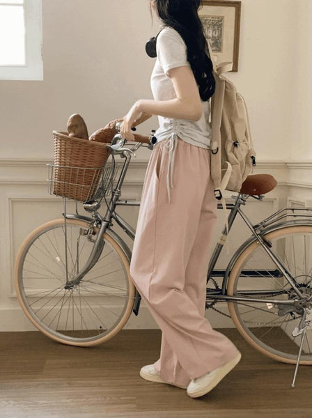 [98°C] Rice Cotton Banding Wide Pants (4 Colors)