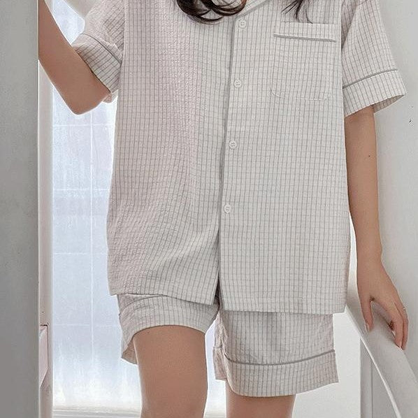 [Juuneedu] Your Seersucker Short Sleeve Pajama Set (3 Colours) (2 Sizes)