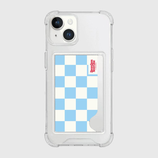 [THENINEMALL] Basic Checkerboard Label Clear Phone Case (1 type)