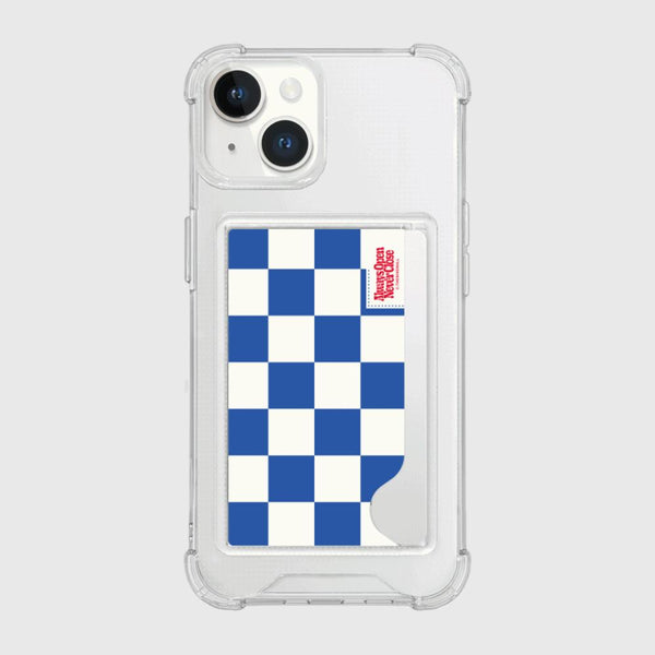 [THENINEMALL] Basic Checkerboard Label Clear Phone Case (1 type)