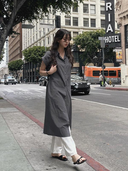 [SLOWAND] # SLOWMADE City Clean Fit Robe Shirt Dress (2 Colors)