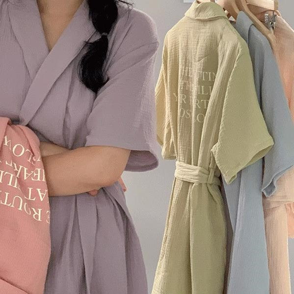 [Juuneedu] Routine Yoru Cotton Robe Pajama Set (6 Colours)