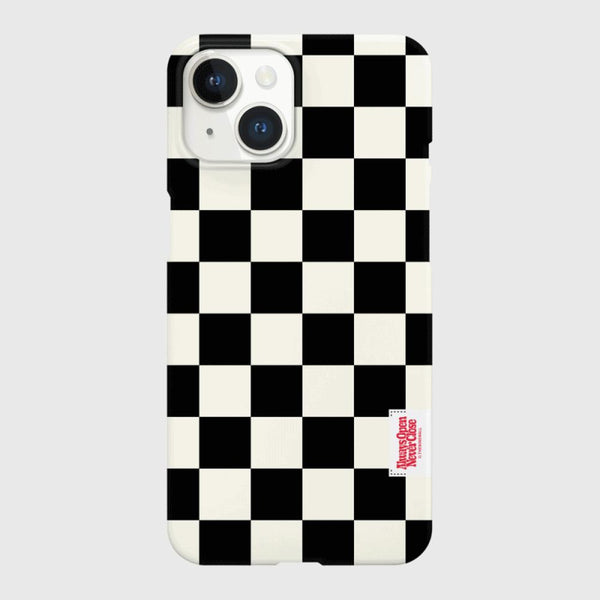 [THENINEMALL] Basic Checkerboard Label Hard Phone Case (2 types)