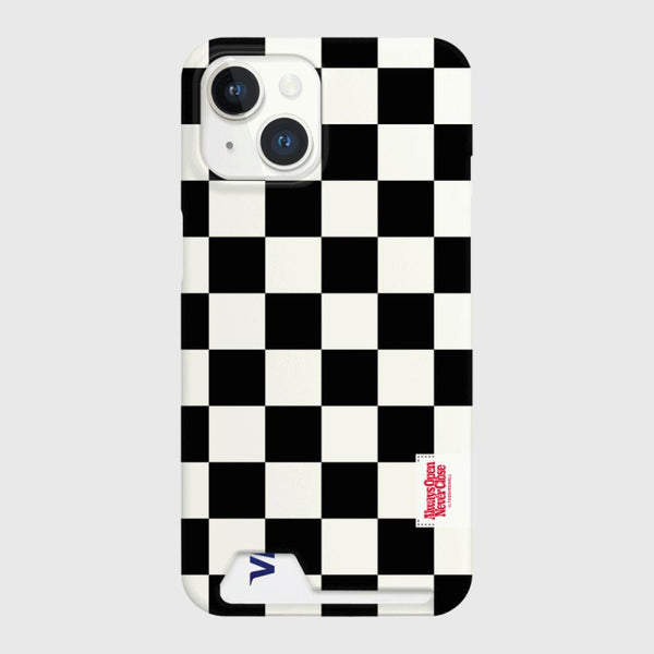 [THENINEMALL] Basic Checkerboard Label Hard Phone Case (2 types)