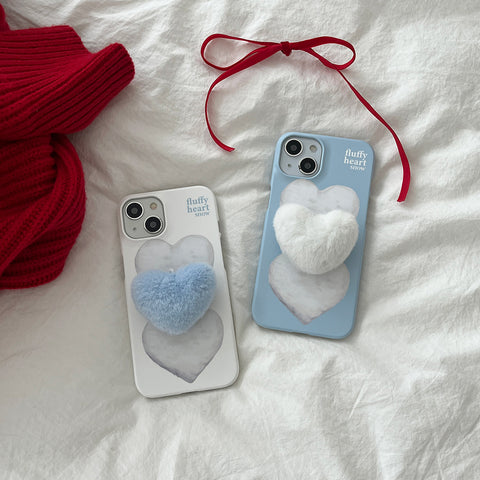 [Mademoment] Fluffy Heart Snow Design Phone Case