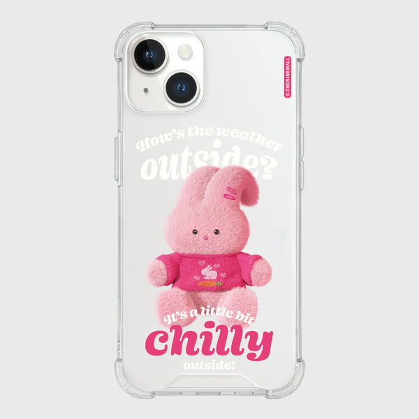 [THENINEMALL] Pink Knit Windy Clear Phone Case (3 types)