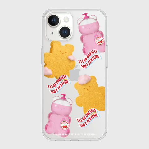 [THENINEMALL] Pattern Loofah Gummy Clear Phone Case (3 types)