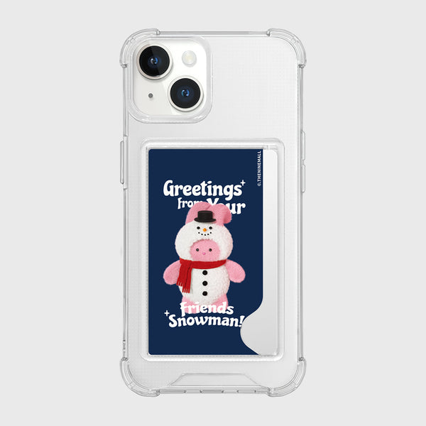 [THENINEMALL] Greetings Windy Snowman Clear Phone Case (4 types)