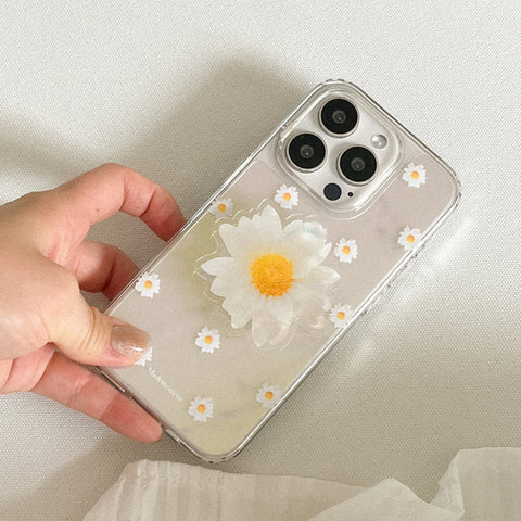 [Mademoment] Pure Daisy Pattern Design Glossy Mirror Phone