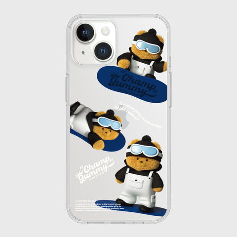 [THENINEMALL] Pattern Snowboarder Gummy Clear Phone Case (4 types)