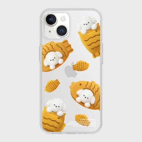 [THENINEMALL] Pattern Fish Bread Puppy Clear Phone Case (4 types)