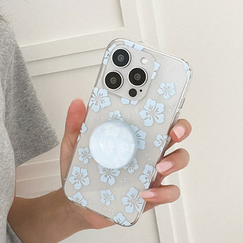 [Mademoment] Aloha Flower Design Clear Phone Case (3 Types)