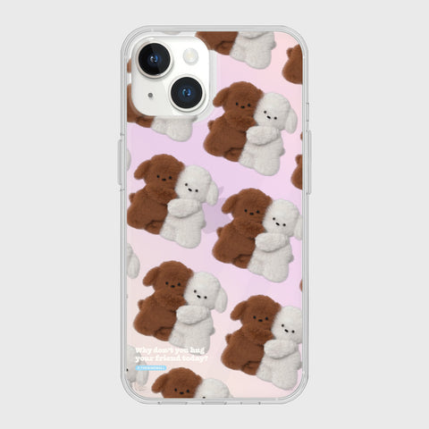 [THENINEMALL] Pattern Hug Puppy Mirror Phone Case