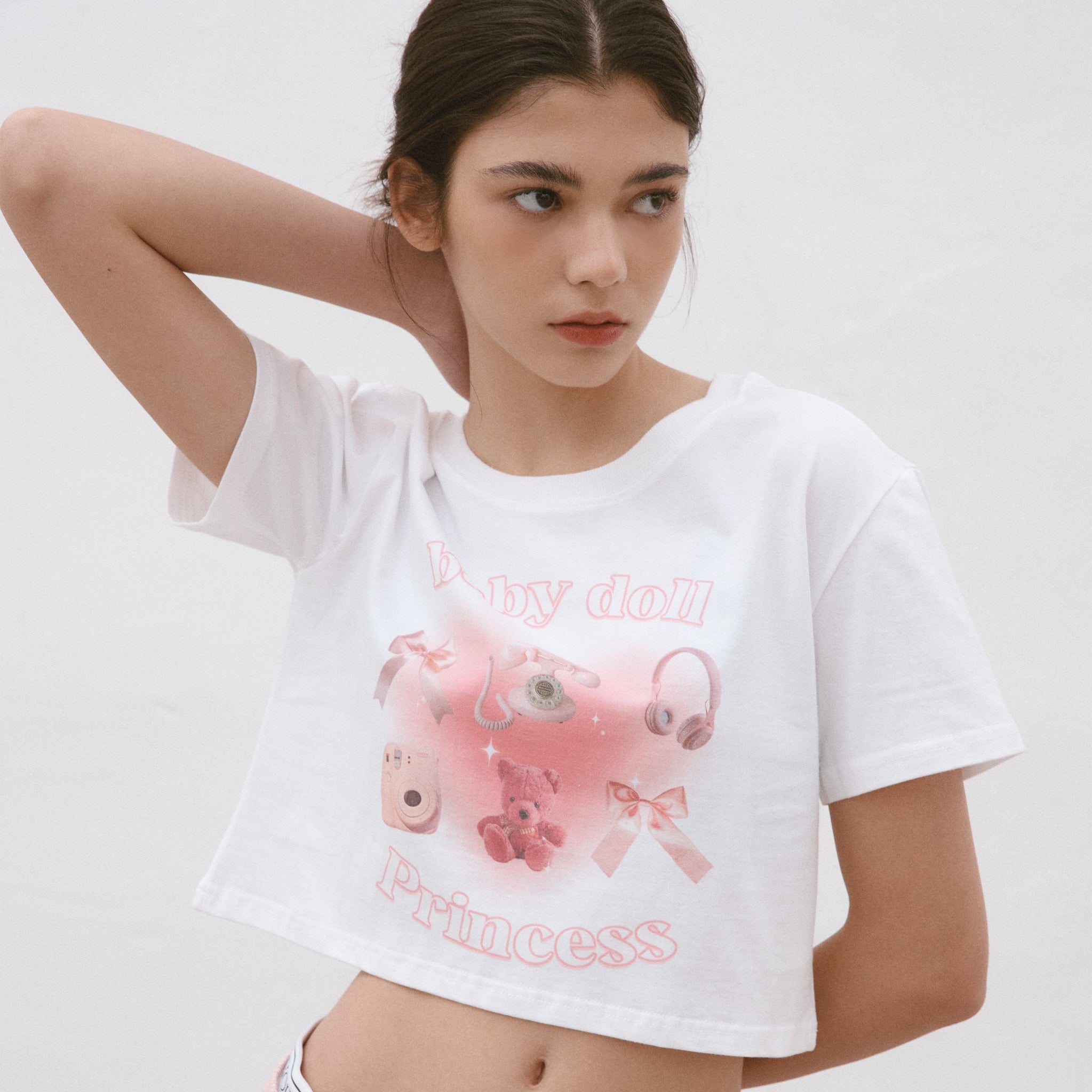 [NOIRNINE] Baby Doll Crop T-shirts (IVORY)
