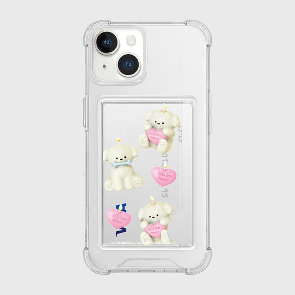 [THENINEMALL] Puppy Candle Pattern Clear Phone Case (4 types)