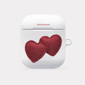 [Mademoment] Red Felt Heart Pattern Design AirPods Case