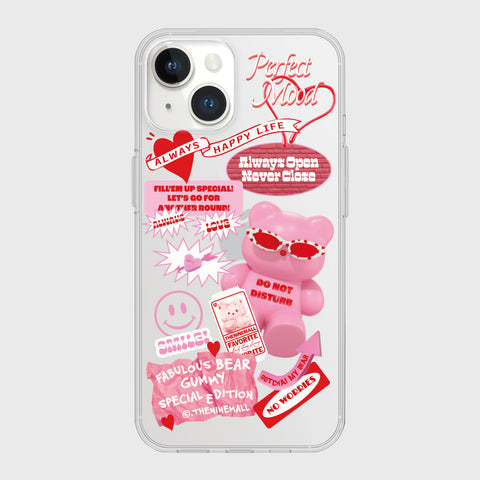 [THENINEMALL] Pink Gummy Sitcker Clear Phone Case (3 types)
