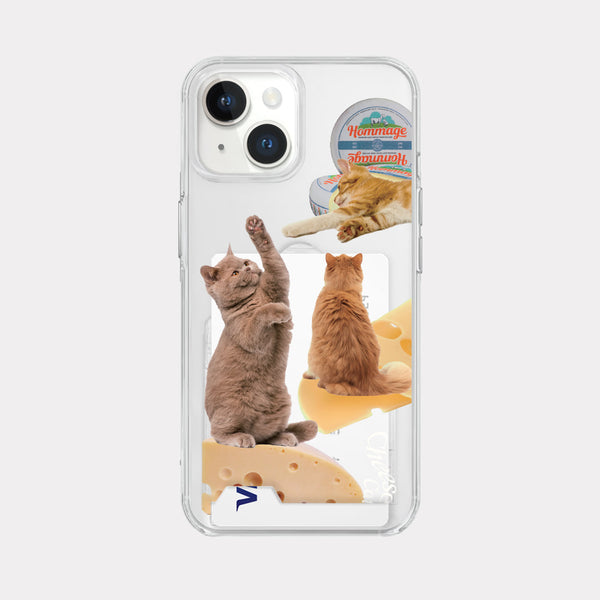 [Mademoment] Cheese Cat Design Clear Phone Case (3 Types)