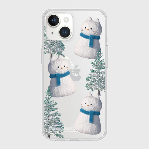 [THENINEMALL] Pattern Hey Cat Snowman Clear Phone Case (3 types)