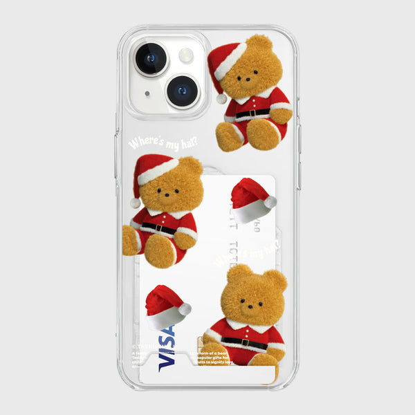 [THENINEMALL] Pattern Santa Hat Gummy Clear Phone Case (4 types)