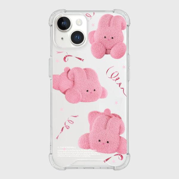 [THENINEMALL] Pink Ribbon Windy Clear Phone Case (3 types)