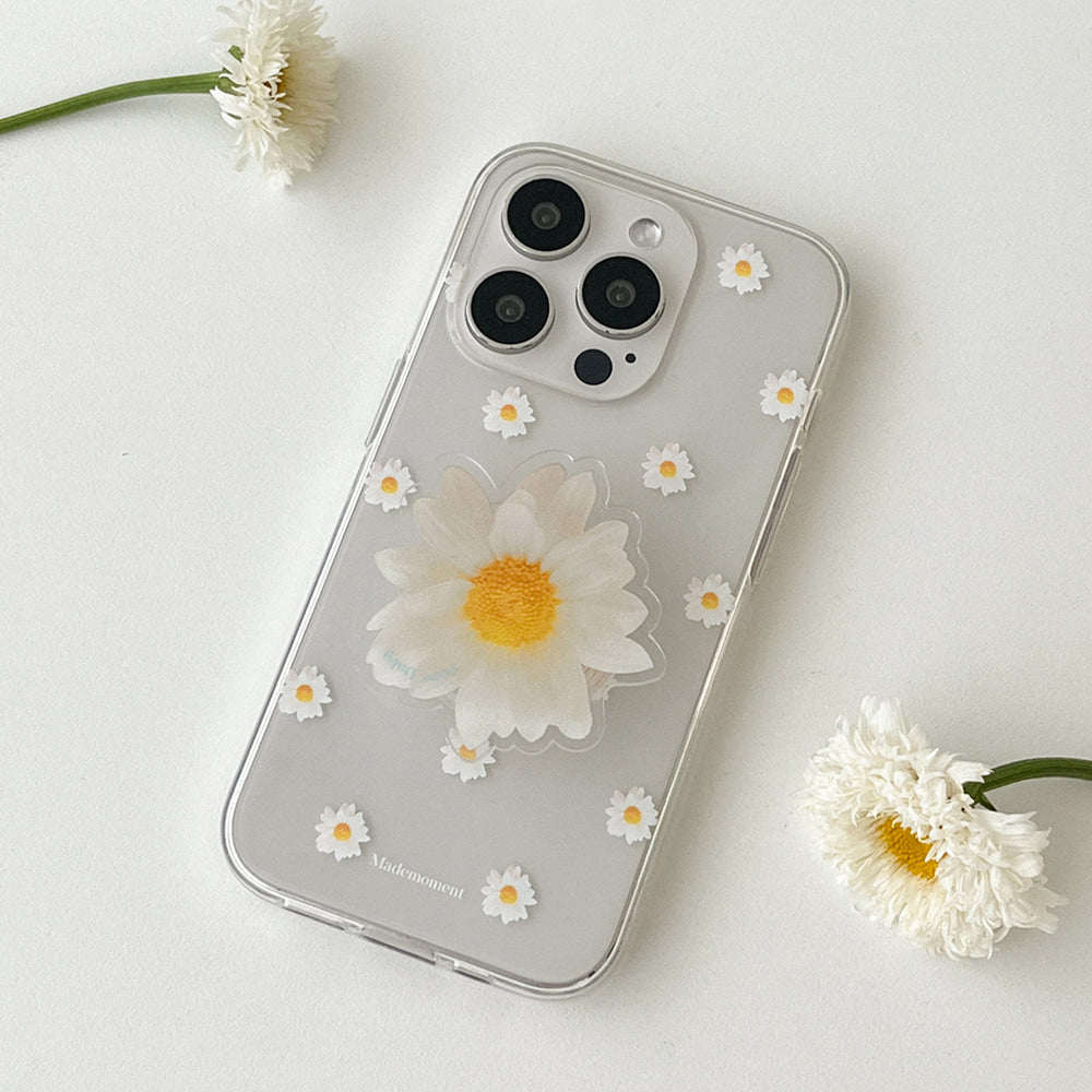 [Mademoment] Pure Daisy Pattern Design Clear Phone Case (3 Types)