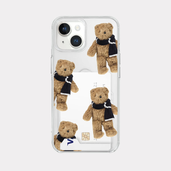 [Mademoment] Pattern Winter Fluffy Teddy Design Clear Phone Case (3 Types)