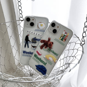 [Mademoment] Happy Weekend Design Clear Phone Case (3 Types)