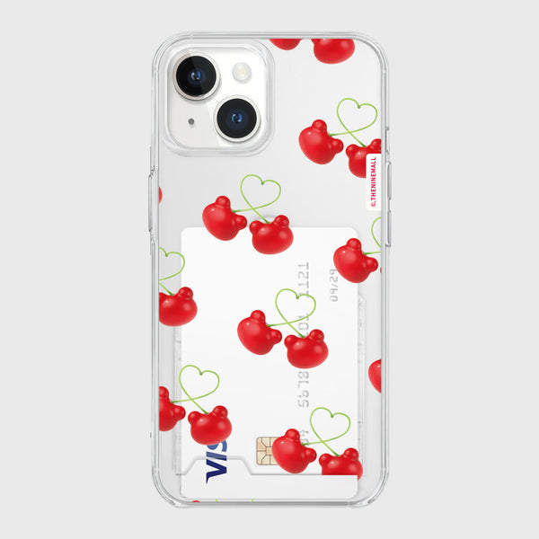 [THENINEMALL] Cherry Face Gummy Clear Phone Case (3 types)