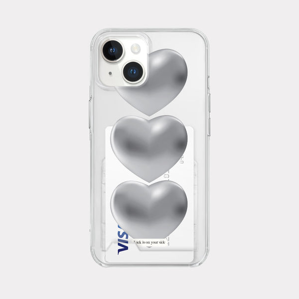 [Mademoment] Lucky Heart Design Clear Phone Case (3 Types)