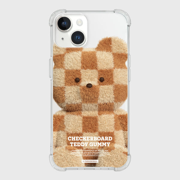 [THENINEMALL] Big Checkerboard Teddy Clear Phone Case (3 types)