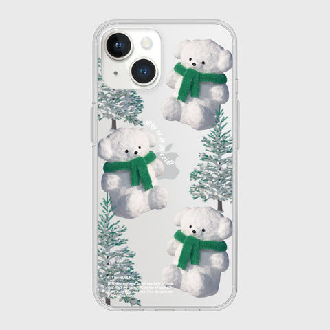 [THENINEMALL] Pattern Puppy Snowman Clear Phone Case (3 types)