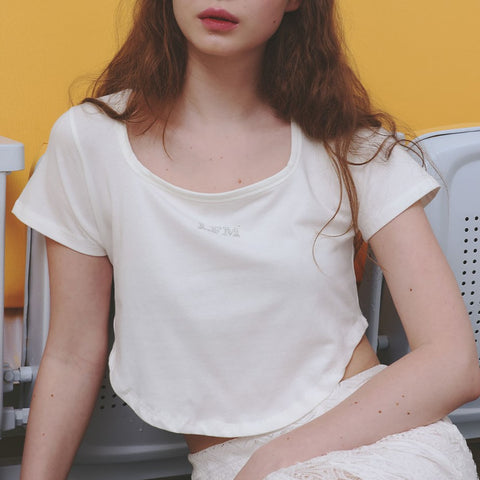 [Letter from Moon] Tearing Curve T-shirt (Ivory)