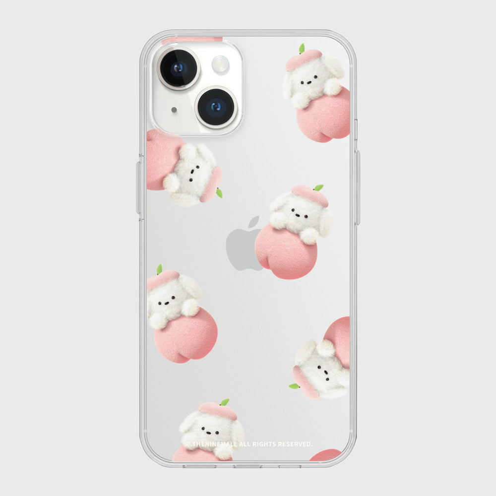 [THENINEMALL] Pattern Peach Ppokku Clear Phone Case (3 types)