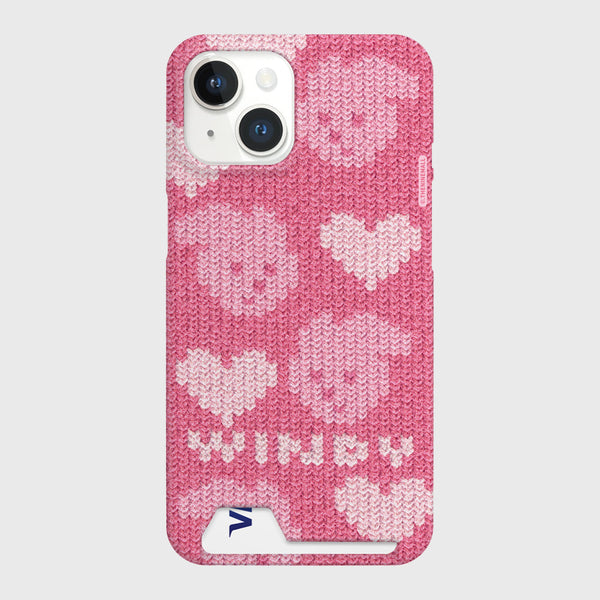 [THENINEMALL] Pink Heart Knit Windy Hard Phone Case (2 types)