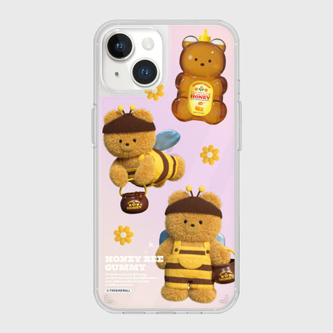 [THENINEMALL] Pattern Honey Bee Gummy Mirror Phone Case