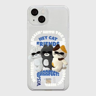 [THENINEMALL] Sunglasses Hey Cat Clear Phone Case (3 types)