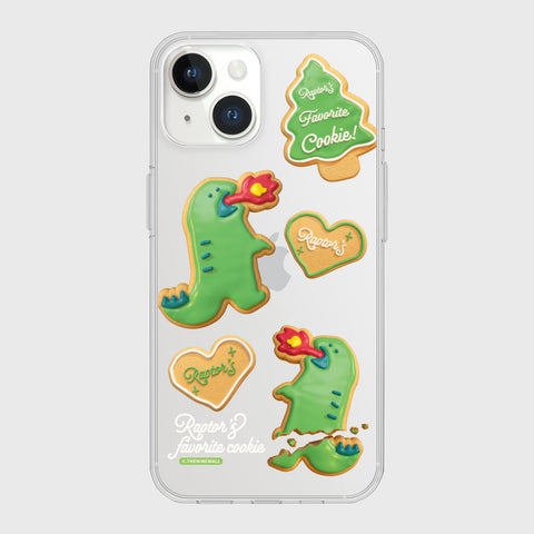 [THENINEMALL] Raptor Cookie Pattern Clear Phone Case (4 types)
