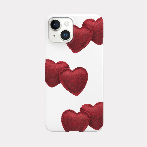 [Mademoment] Red Felt Heart Pattern Design Phone Case
